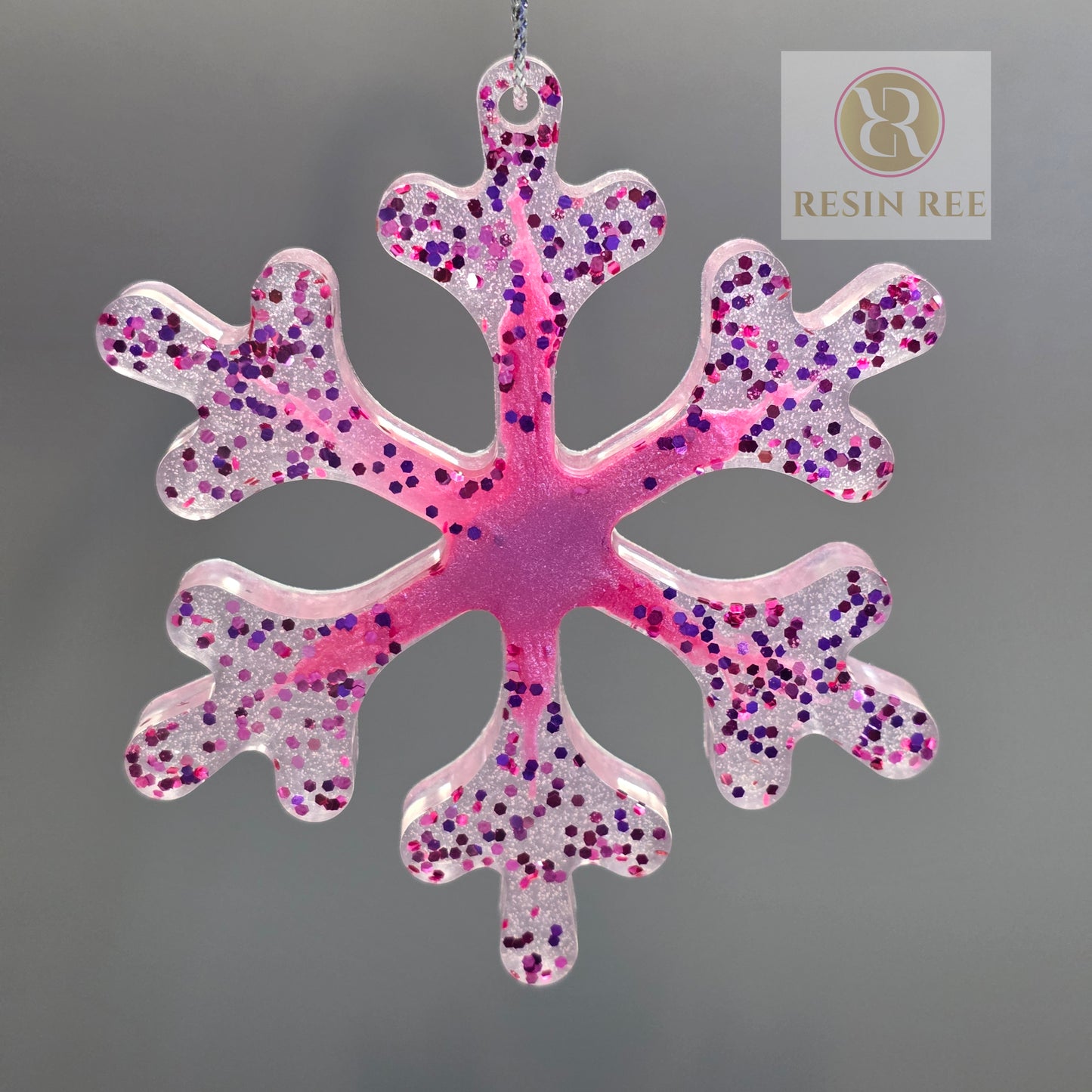 Blush Confetti Snowflake Resin Ornament