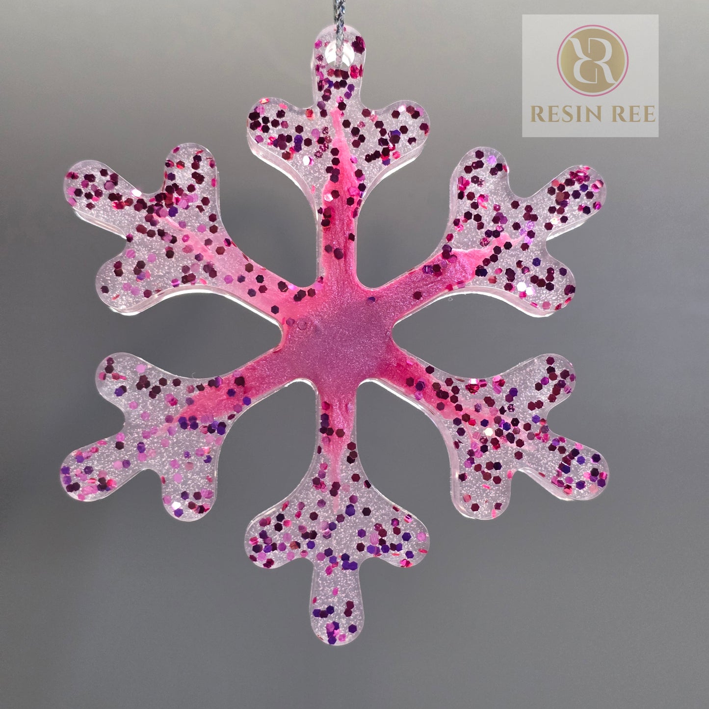 Blush Confetti Snowflake Resin Ornament