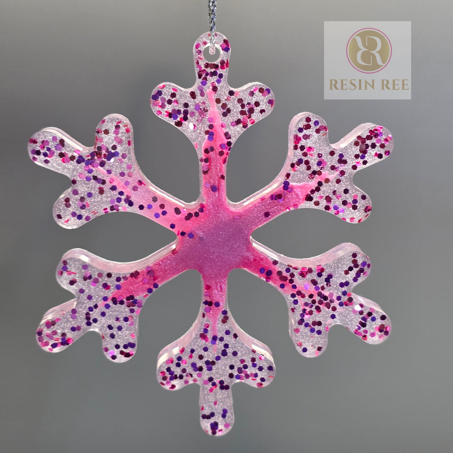 Blush Confetti Snowflake Resin Ornament