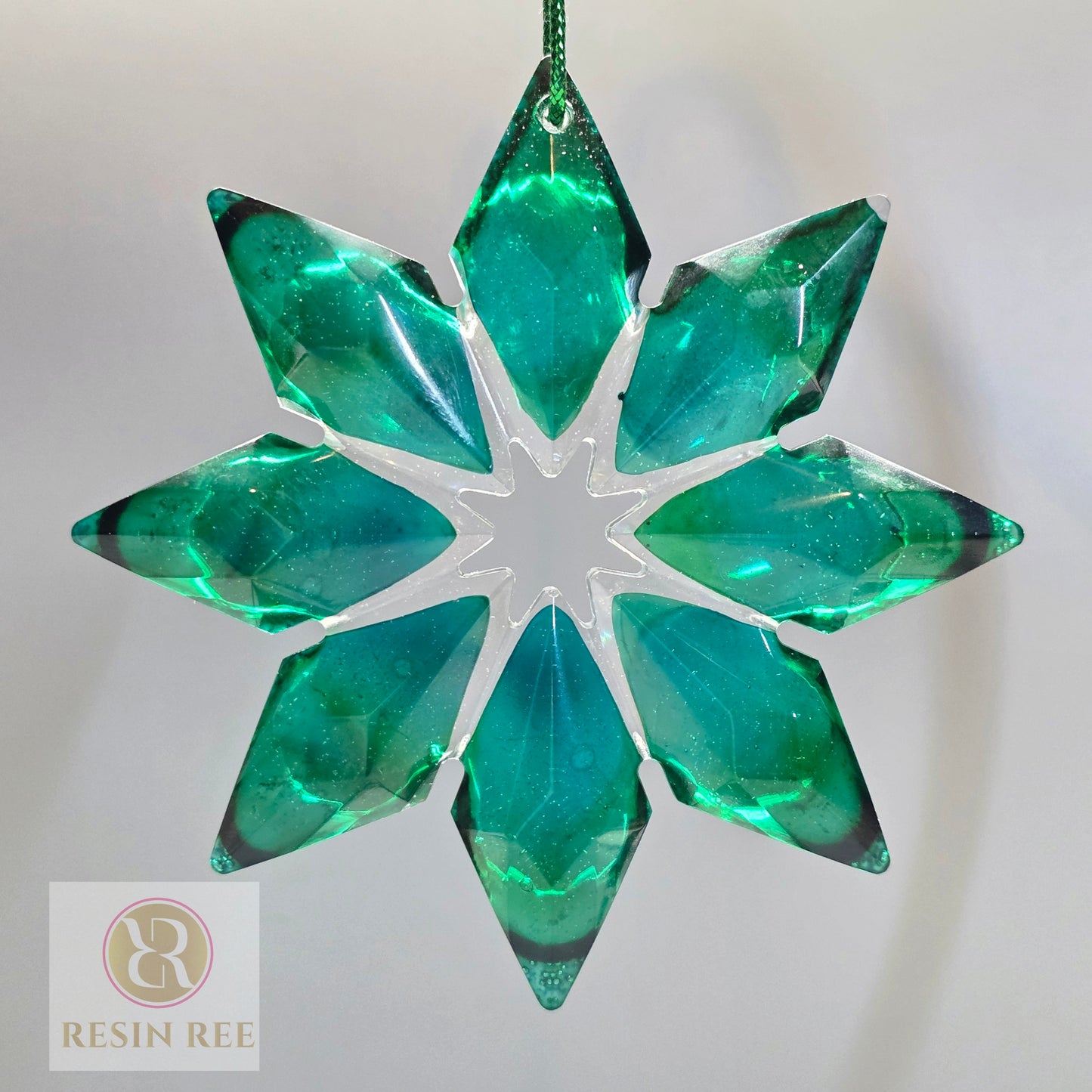 Emerald Prism Resin Snowflake Ornament