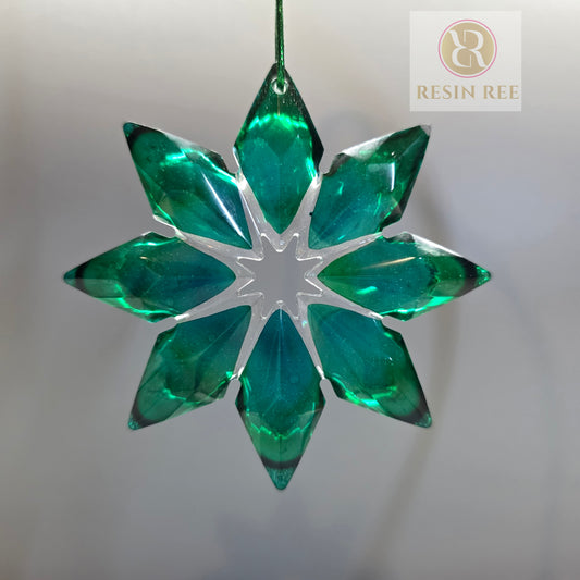 Emerald Prism Resin Snowflake Ornament