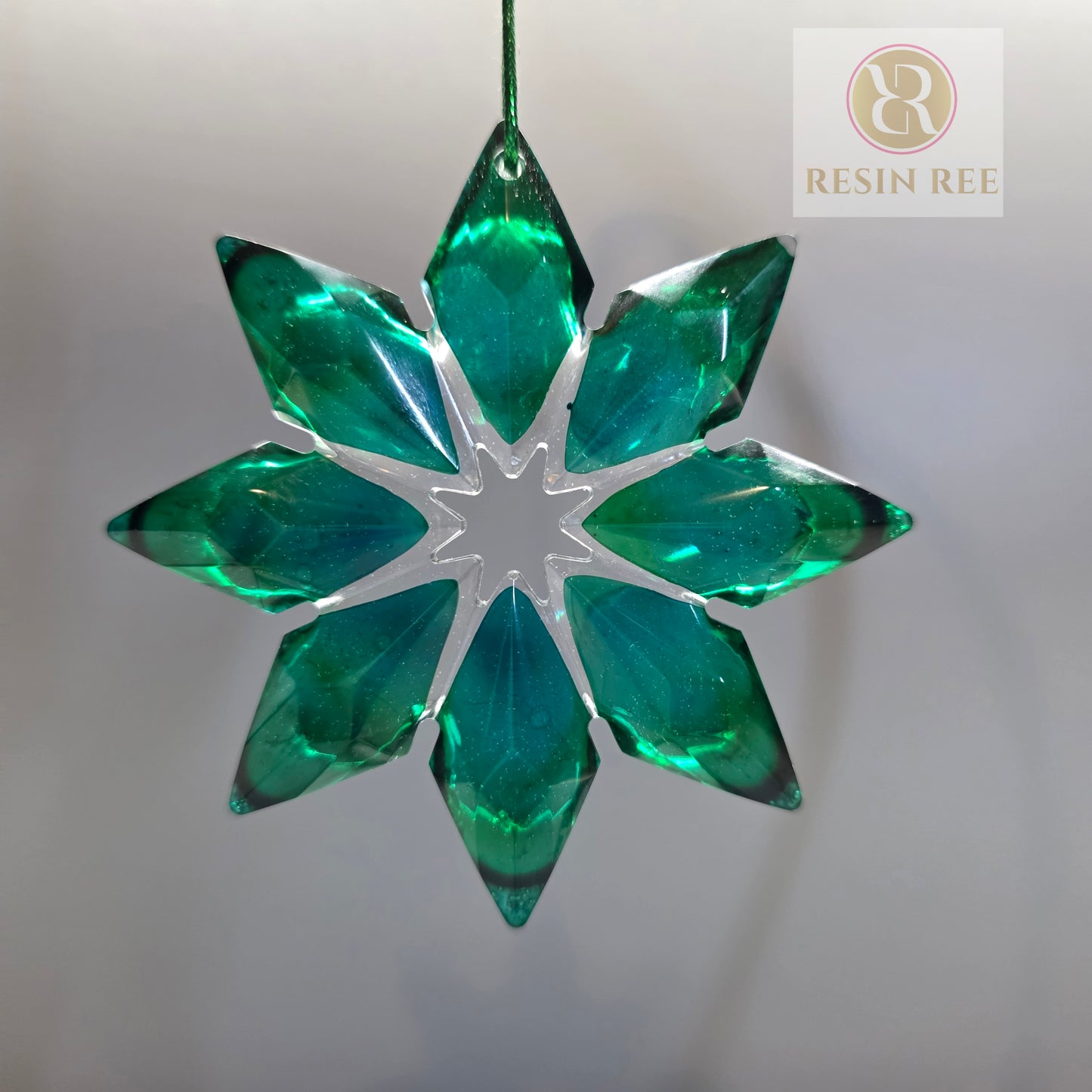 Emerald Prism Resin Snowflake Ornament