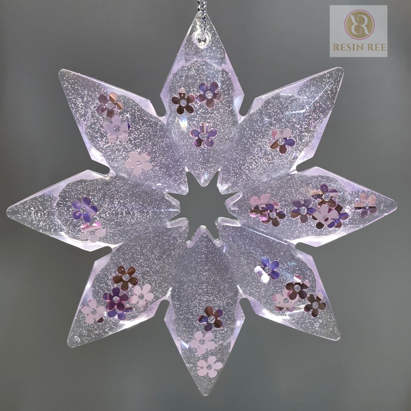 Petal Whisper Resin Snowflake Ornament
