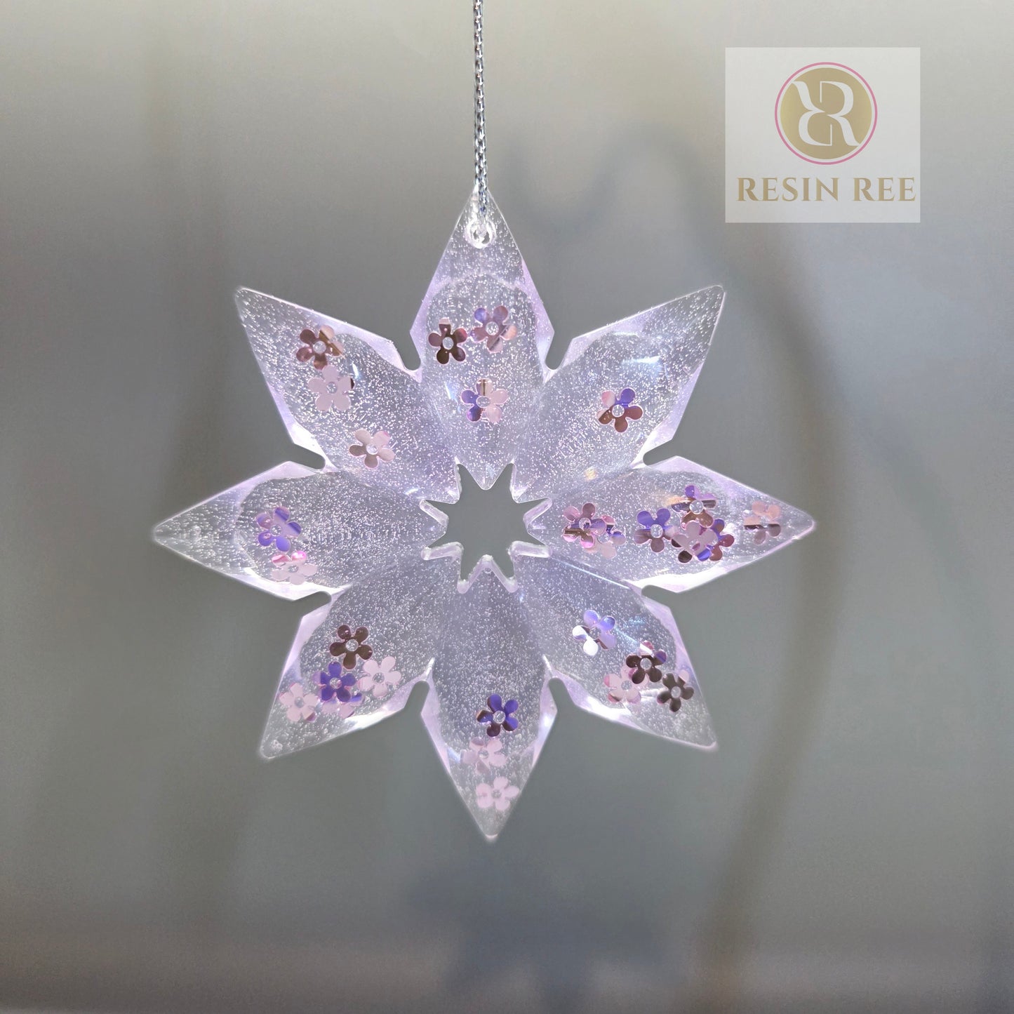 Petal Whisper Resin Snowflake Ornament