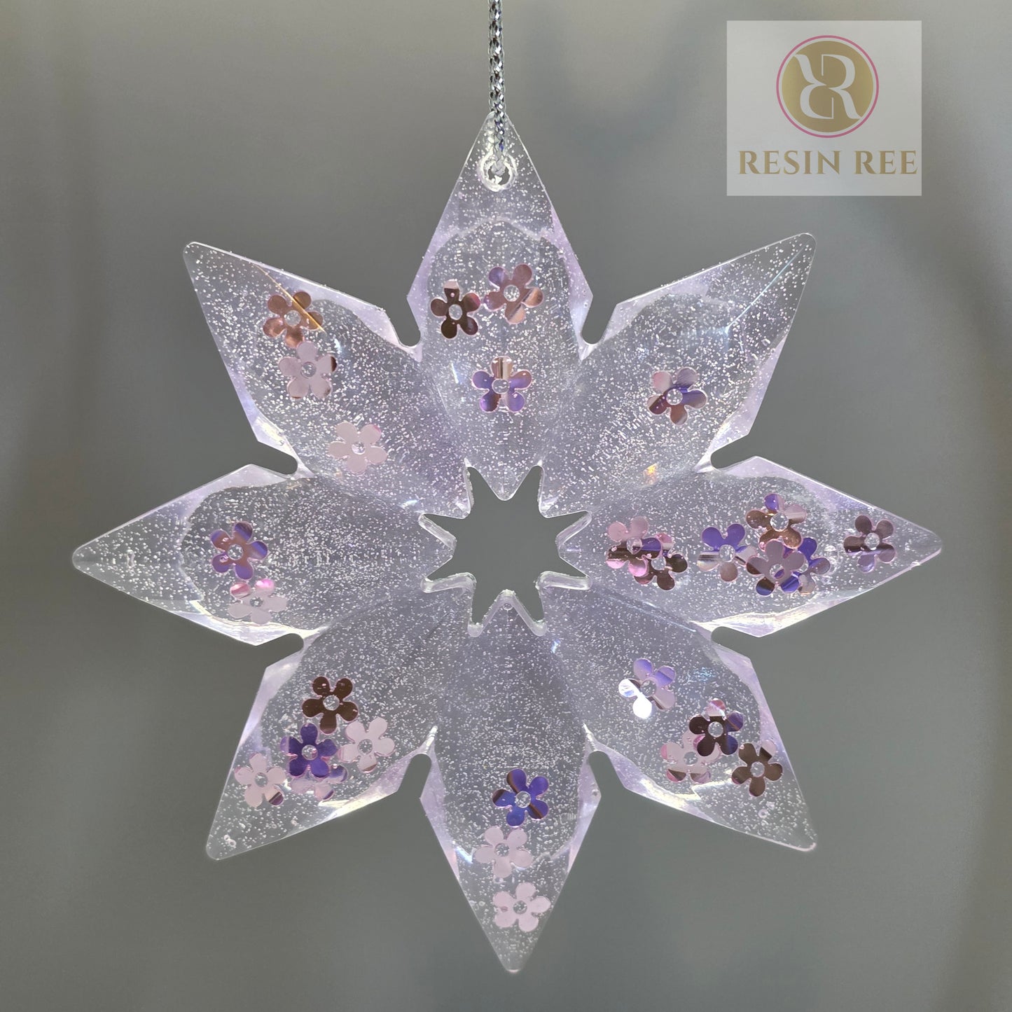 Petal Whisper Resin Snowflake Ornament