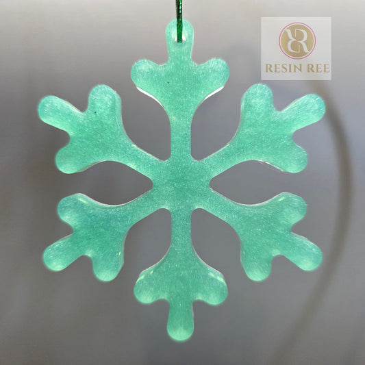 Mint Frost Glow Resin Snowflake Ornament