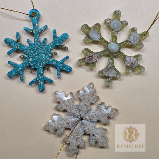 Coastal Snowflake Resin Ornament Set (Set of 3)