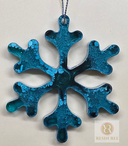 Ocean Blue Snowflake Resin Ornament