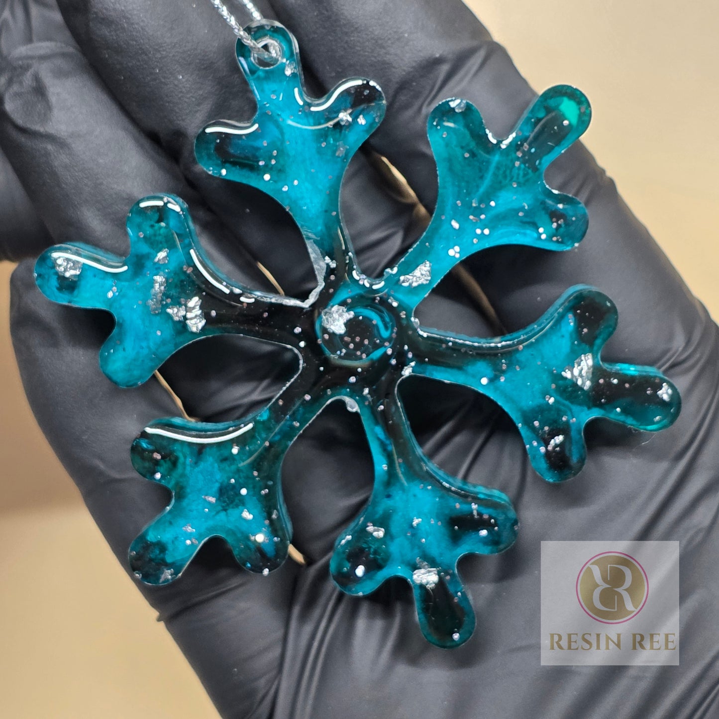 Ocean Blue Snowflake Resin Ornament
