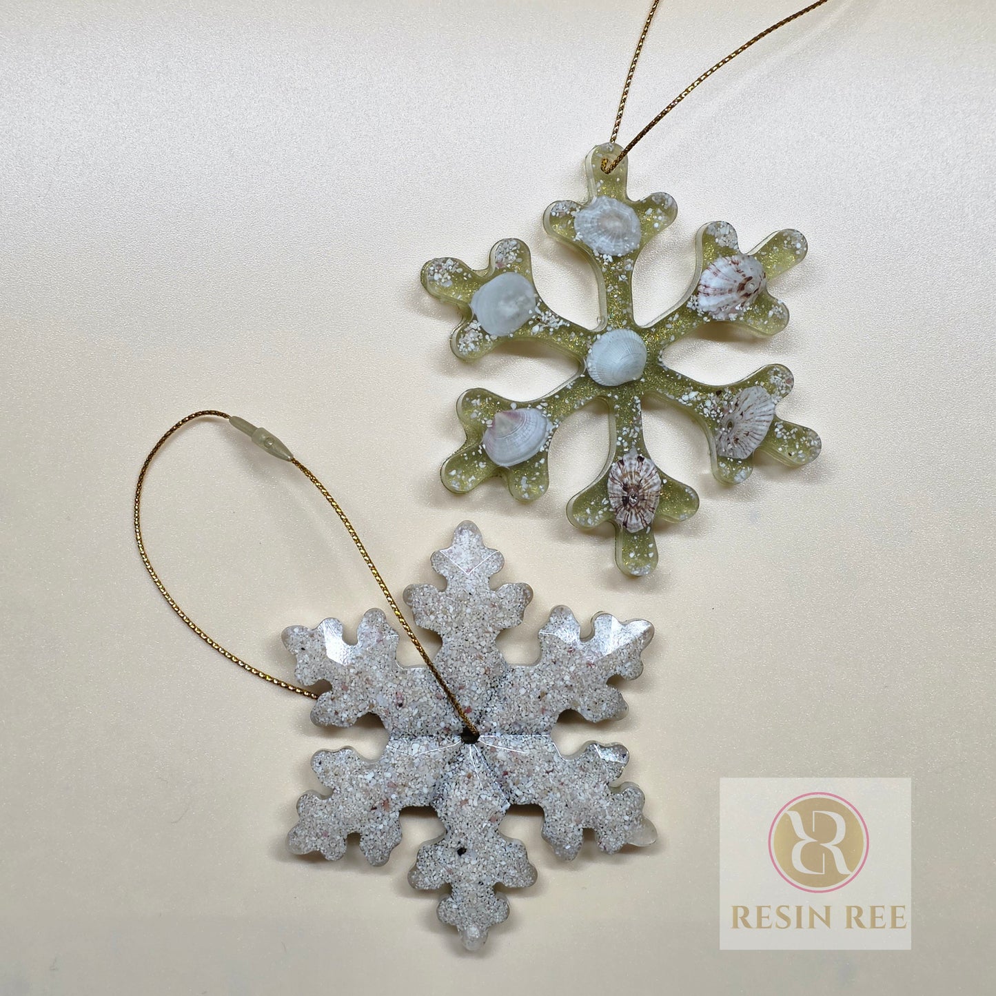 Coastal Snowflake Resin Ornament Set (Set of 3)