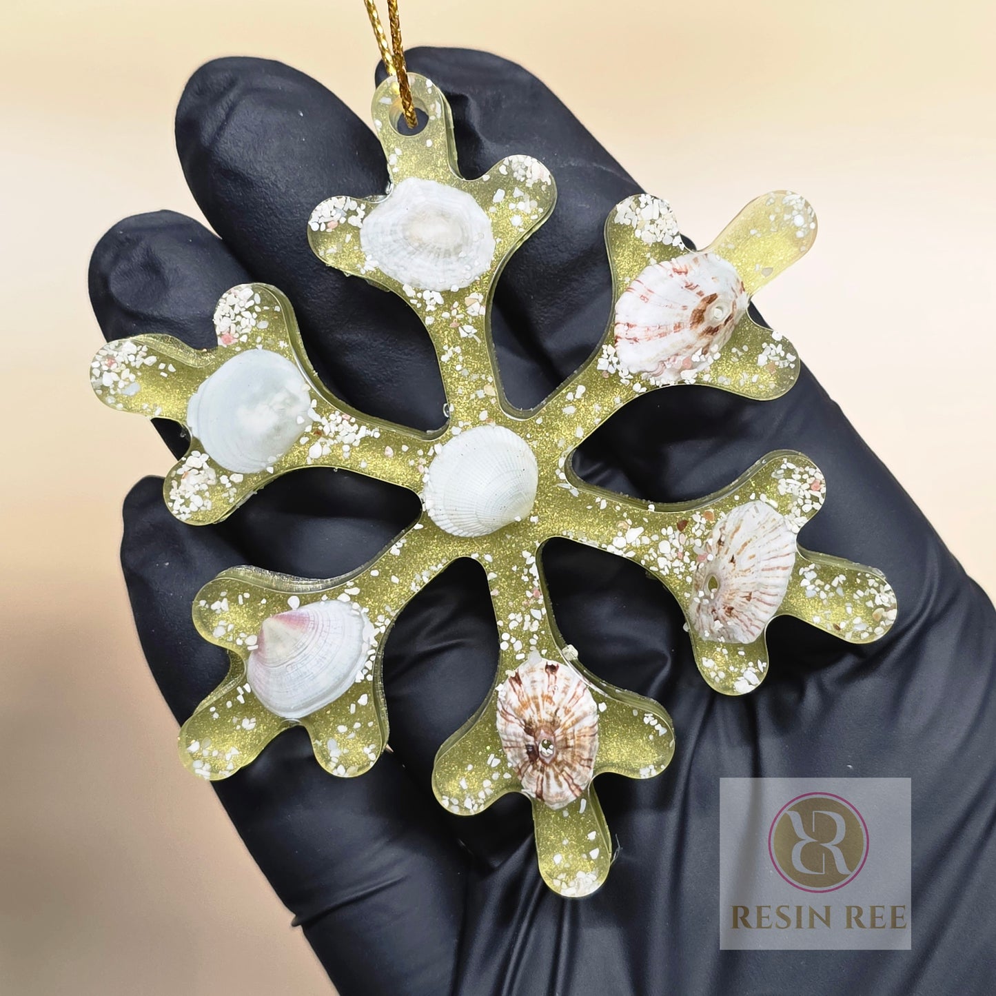 Coastal Snowflake Resin Ornament Set (Set of 3)