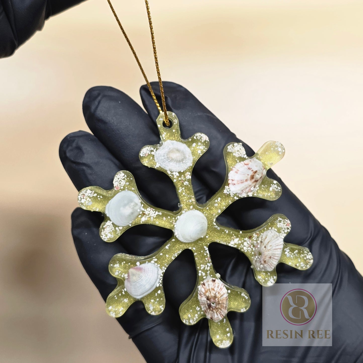 Coastal Snowflake Resin Ornament Set (Set of 3)
