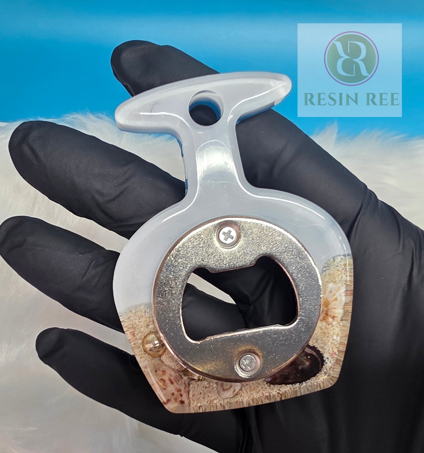 Treasure Under Beach Foam Resin Bottle Opener (Short Glass)
